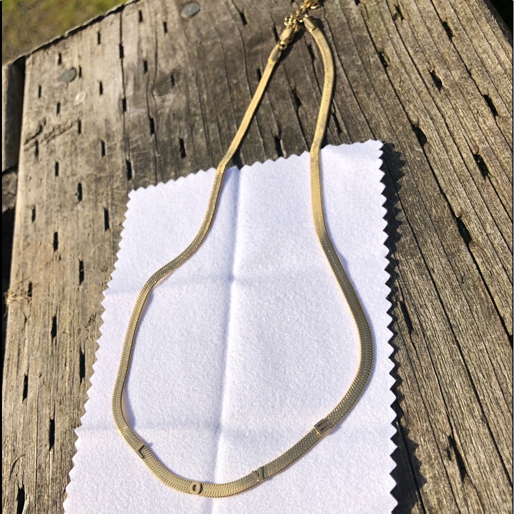 💝🆕 Adornia 14k gold LOVE snake chain necklace